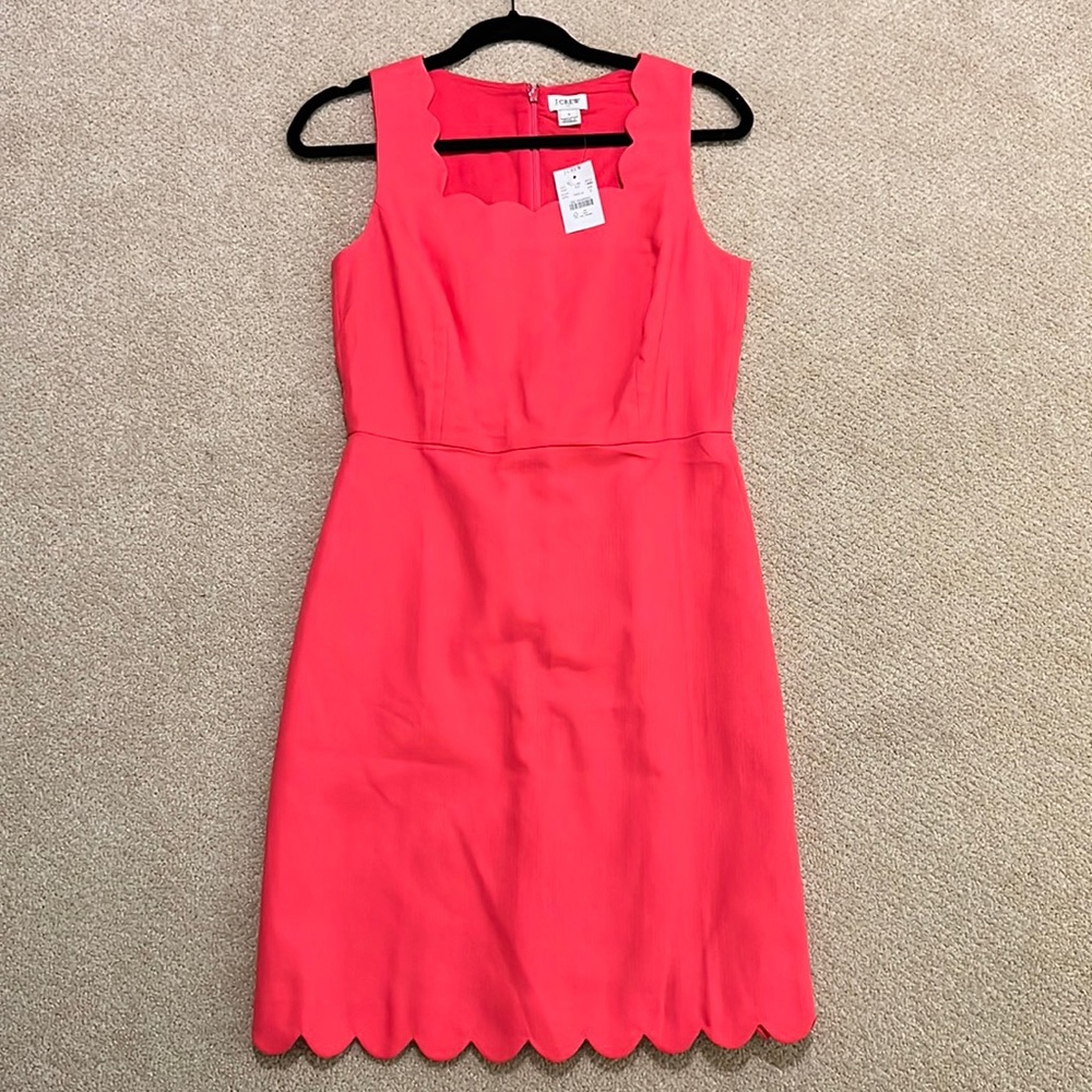 J.Crew factory coral scalloped edge dress